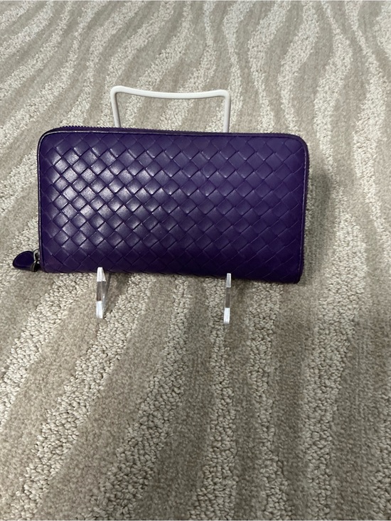 Bottega Veneta Handbags - Bottega Veneta Intrecciato Purple Woven Leather Continental Zip Around Wallet